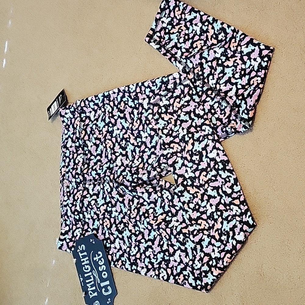 Athletic Works Leggings XL (14-16) New Black Pastel Splotches